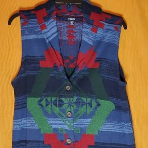 Chaps by Ralph Lauren Button Down Aztec Southwestern Sweater Vest 2X